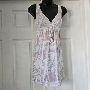 Y2K vtg cyber grunge tattoo heart pattern sleeveless blouse/dress
